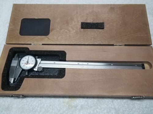 Starrett 120A-9 Dial Caliper, Stainless Steel, White Face, 0-9&#034; Range, +/-0.001&#034;