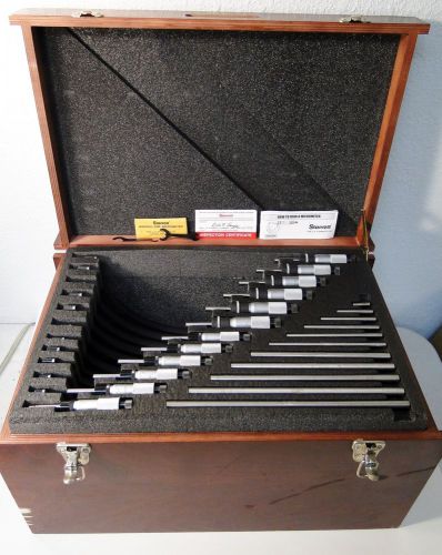 STARRETT ST436EXRLZ MICROMETER 0 - 12&#034; SET .0001&#034; GRAD IN CUSTOM WOODEN CASE