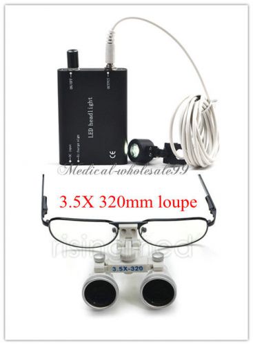 2015 SALE ! ! Dental Surgical Binocular Loupes 3.5X320MM +LED Head Light Lamp A+