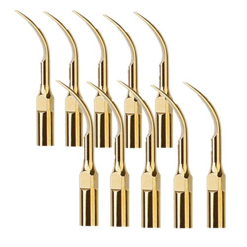 10 pc Dental Ultrasonic Scaler Tips Fit EMS Woodpecker Handpiece G2T golden