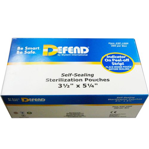 200 Defend Sterilization Pouches 3.5 x 5.25&#034; Tattoo autoclave Sleeve 3 1/2 5 1/4