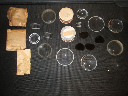 RARE VINTAGE LOT OF OPTICAL LENSES LASERS PRISMS GEOMETRIC OPTICS FLATS FILTERS!