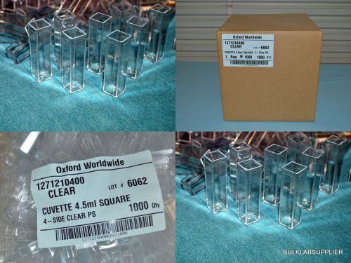 1000 cuvettes 4.5ml square 4side polystyrene clear 10x10x45mm oxford 1271210400 for sale