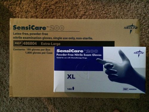 Medline sensi care 200 powder-free nitrile exam gloves blue 180/box extra large for sale