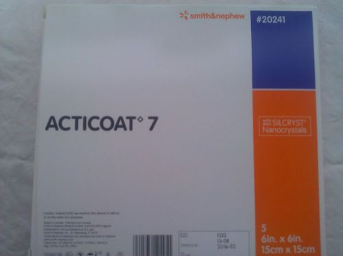 Smith &amp; Nephew Acticoat 7 Antimicrobial  Drsg 20241 6&#034;x6&#034; Box Of 5 exp 10/2016