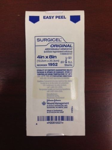 1 each of Surgicel 4&#034;x8&#034; Absorbable Hemostat #1952 In date 2016