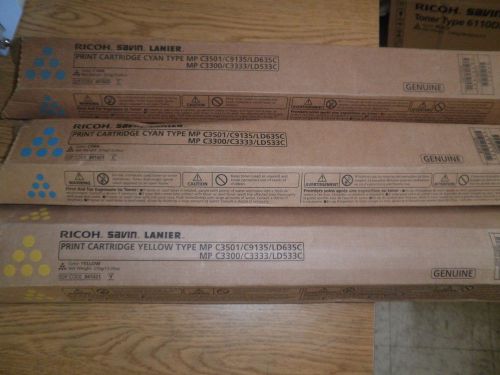 RICOH GENUINE MP C3501 TONER 841423 841421 2 CYAN 1 YELLOW