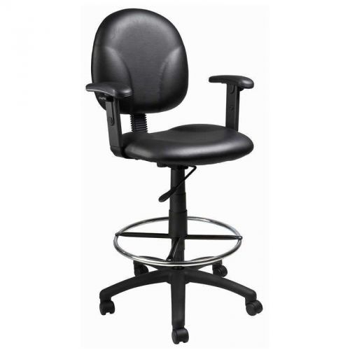 BRAND NEW Ergonomic Multi Function Art Modern Drafting Stool arms BLACK Leather