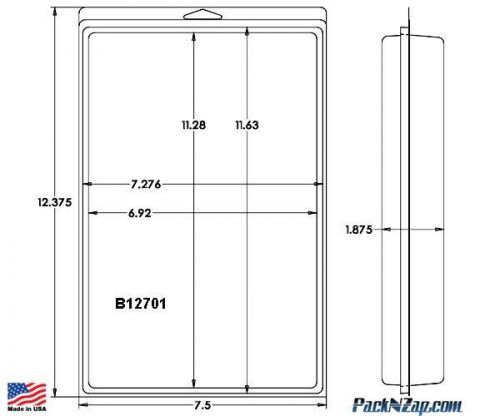 60 - 12.4&#034;H x 7.5&#034;W x 1.9&#034;Th Clamshell Packaging Clear  Plastic Blister Pack