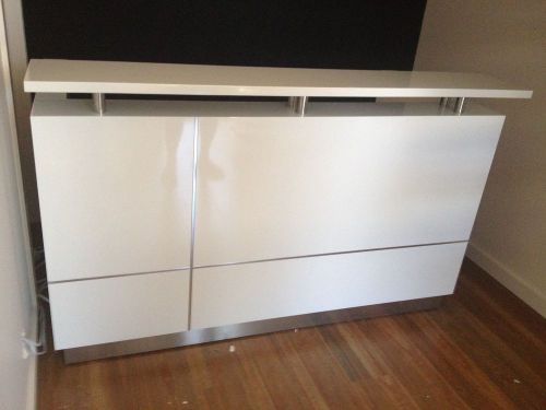 Reception counter high gloss white reception desk counter office desks furniture for sale