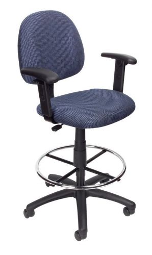 B1616 boss blue deluxe posture with footring &amp; adjustable arms drafting stool for sale