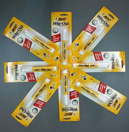 BIC WITE-OUT LIQUID PAPER METAL FINE POINT  CORRECTION PEN 7.2ml 6-PACK