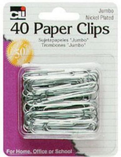 Charles Leonard Paper Clips Nickel Jumbo Gem 40 Count