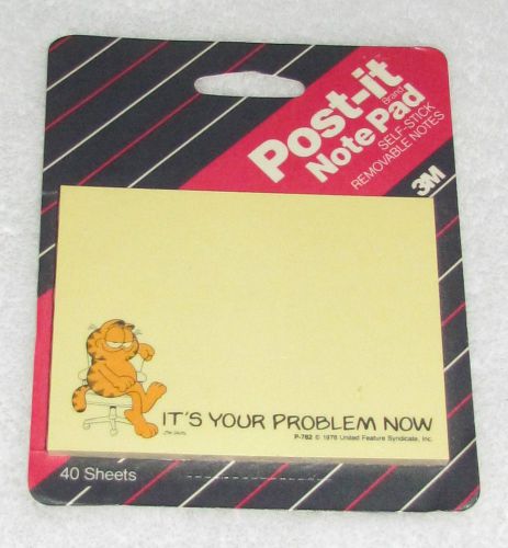 NEW! 1987 3M GARFIELD JIM DAVIS DESK CHAIR POST-IT NOTES IT&#039;S YOUR PROBLEM NOW