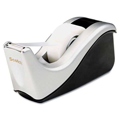 Scotch  value desktop tape dispenser attached 1&#034; core  black/silver (pack of 2) for sale