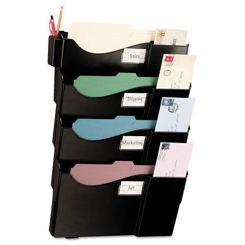 Grande central wall filing system, four pockets, 16 5/8 x 4 3/4 x 23 1/4, black for sale