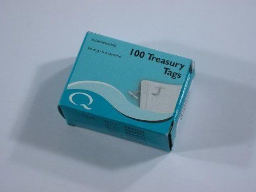 Pack of 100 premium quality 102mm treasury tags - paper hole punch filing clips for sale