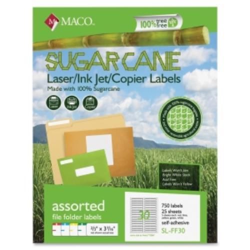 Maco Printable Sugarcane File Folder Labels - 0.60&#034; Width X 3.50&#034; (mslff30)