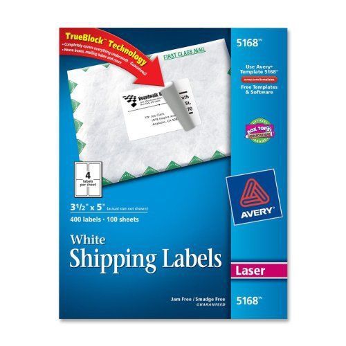 Avery Easy Peel Address Label - 3.50&#034; Width X 5&#034; Length - 400 / Box - (5168)