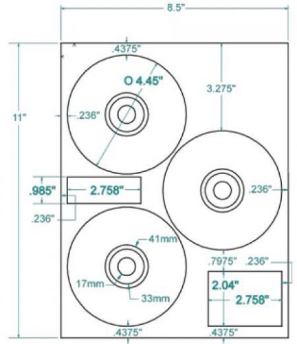 Compulabel 312737 - white hp® cd/dvd 3-up layout labels. 4.45&#034; diameter for sale