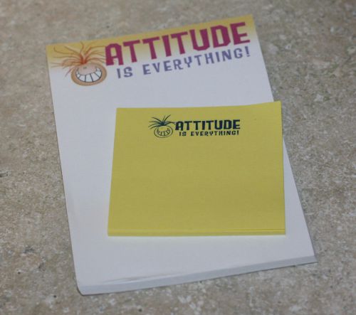 Attitude is Everything notepad and sticky note set yellow and white
