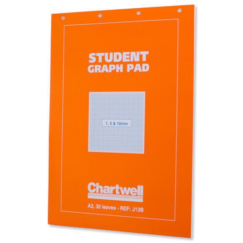 Student A4 Chartwell Graph Pad 50 leaves Ref J14B 1, 5 &amp; 10mm markings