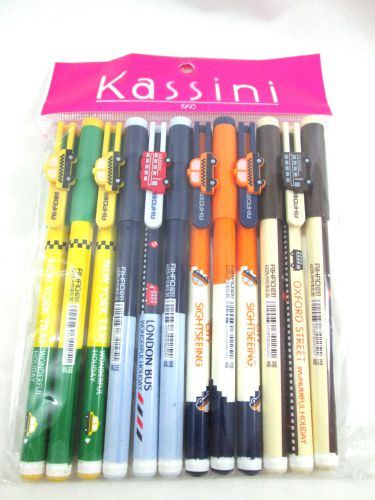 12PCS Ballpoint Pens Needle Blue Ink Boy Stationary Wonderful Holiday Set London