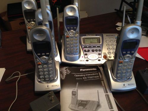 Panasonic kx-tg2740s two line wireless answering system + 5 handsets - 2.4 ghz for sale