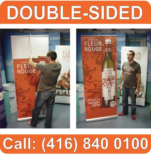 2 SETS - 36&#034; Wide DOUBLE-SIDED Retractable Banner Stand