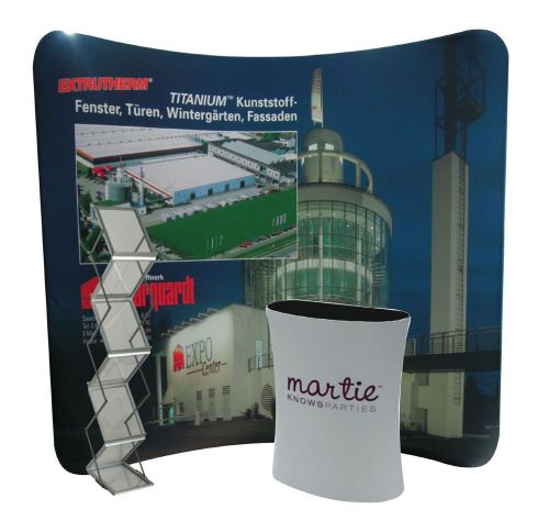 Tension Fabric Tradeshow package 8.2 w/ Podium Counter + custom print