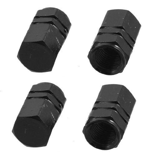 Auto Car Tyre Tire Stem Alloy Dust Caps Covers Black 4 Pcs