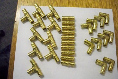 1/2&#034; LEAD FREE BRASS PEX FITTINGS 10 EA-ELBOW,COUPLER,TEE