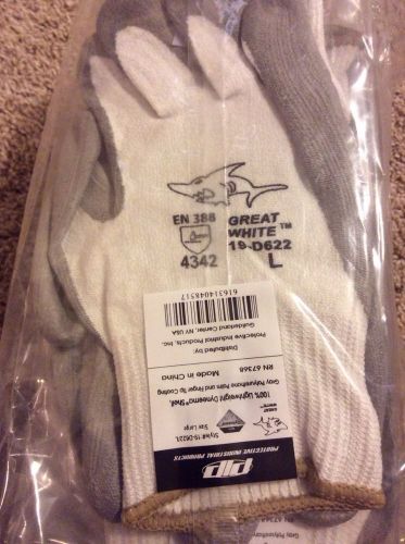 Lot of 12 pip 19-d622-l great-white dyneema cut-resistant gloves large new for sale