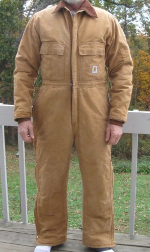 Carhartt Artic Lined Coveralls~X02BRN~42 REG~Zip/snap pant legs