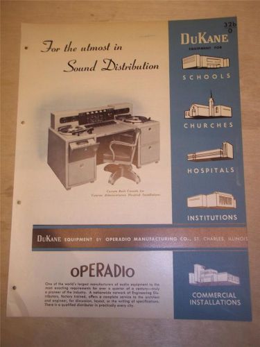 Vtg operadio mfg co brochure~dukane pa public address/program master~catalog for sale