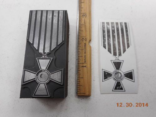 Letterpress Printing Printers Block, Cross Medal