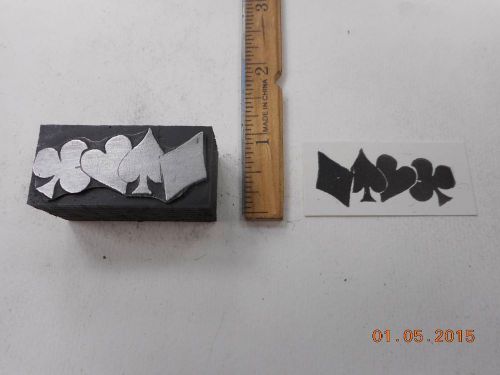 Letterpress Printing Printers Block, Card Suits, Diamond, Spade, Heart, Club