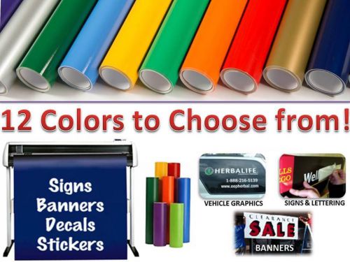 15&#034; x 15&#039; Graphic Cast Vinyl Sign Banner Decal Lettering Craft Film 12 CHOICES!!