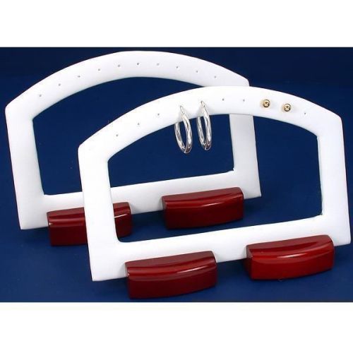 2 White Faux Leather 5 Pair Hoop Earrings Displays