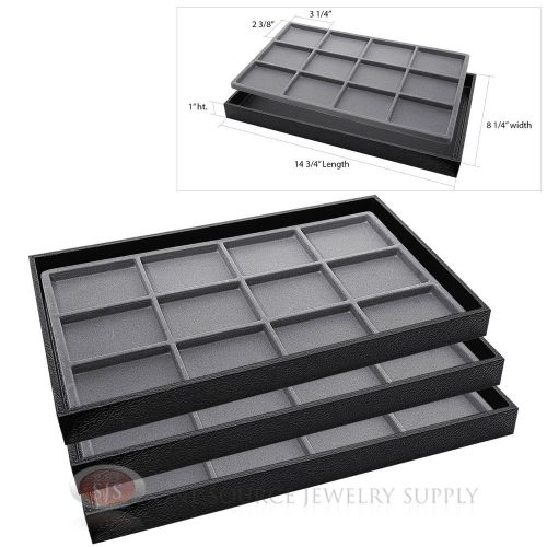 3 wooden sample display trays 3 divided 12 compartment gray tray liner inserts for sale