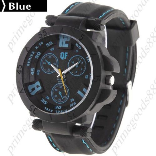 Rubber Band Quartz Wrist Sub Dials Free Shipping Blue Men&#039;s WristWatch