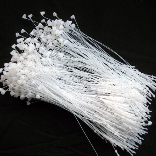 1000 Pcs 5&#034; white Fastener Snap Loop pin Locks Security Hook Nylon Tag Ties