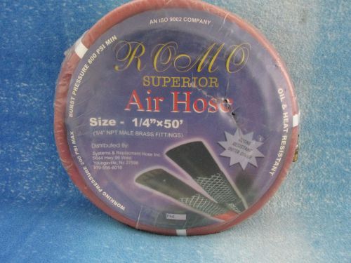 Superior air hose size 1/4&#034; x 50&#039; 1/4&#034; npt male brass fittings 200psi oil heat r for sale