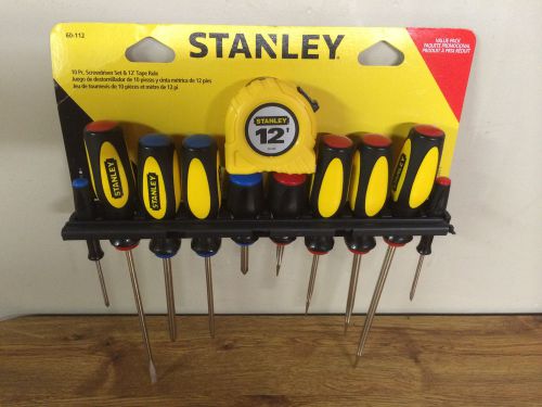 New stanley fluted screwdriver set 10pc w/ tape measure  stocking stuffer 60-112 for sale