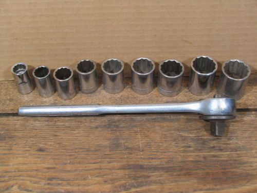 Set 9 CRAFTSMAN Sockets 1/2&#034; drive/12 point. and Ratchet