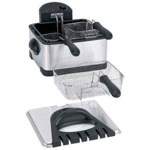 New Restaurant Style 4 Qt Electric Deep Fryer 1 Large Basket, 2 Small Baskets