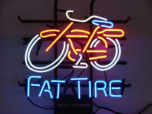 Fat tire logo bicycle bike beer bar pub neon light sign white al0001-b for sale