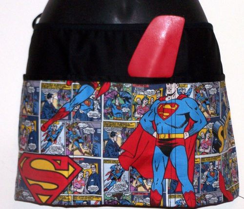 Three Pocket Waist Apron,Superman print ,holds cell phones,tools