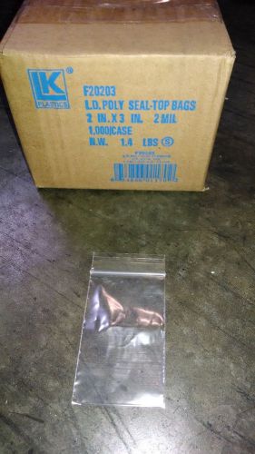 Ziplock Bags 2&#034; x 3&#034; 2mil Clear 1,000/cs Price/case