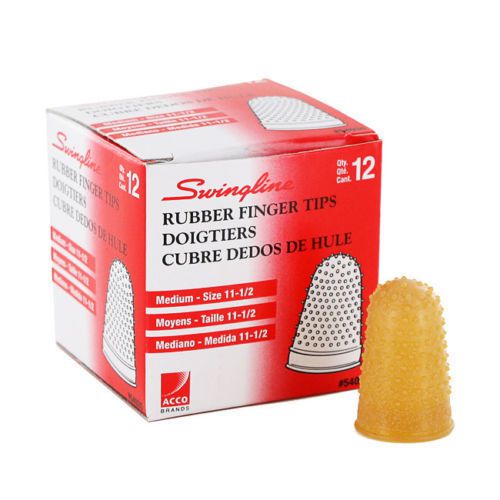 SWINGLINE 54035 RUBBER FINGER TIPS, MEDIUM, 5/8&#034; DIAMETER, 12/BX, AMBER